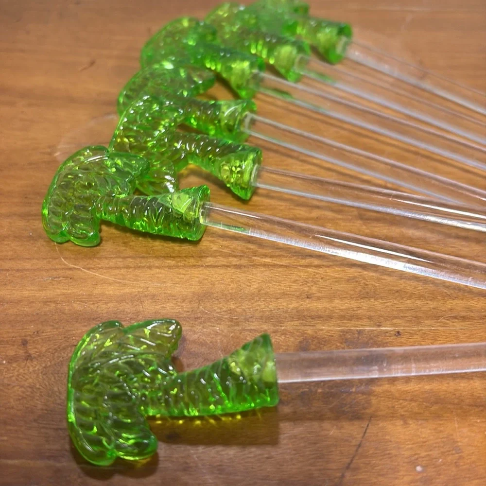 Green Palm Tree Drink Stirrers